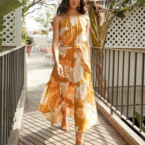SHEIKE Leaf Print Maxi Dress - Picture 1 of 13